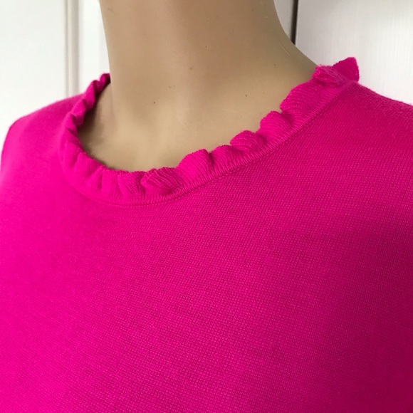 Kate spade 100% wool hot pink ruffle sweater M - Picture 6 of 8